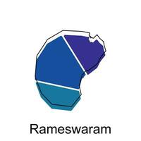 map of Rameswaram City modern outline, High detailed illustration vector Design Template