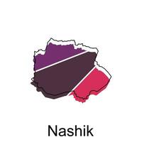 Map of Nashik World Map International vector template with outline, graphic sketch style isolated on white background