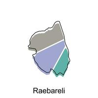 Raebareli City of India Country map vector illustration design template, vector with outline graphic sketch style on white background