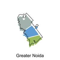 Map of Greater Noida modern outline, High detailed vector illustration Design Template, suitable for your company