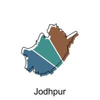 Map of Jodhpur vector template with outline, graphic sketch style isolated on white background