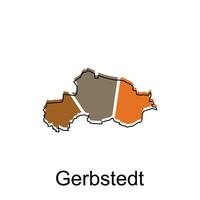 Gerbstedt ciudad de Alemania mapa vector ilustración, vector modelo con contorno gráfico bosquejo estilo aislado en blanco antecedentes