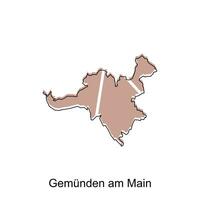 map of Gemunden Am Main design template, geometric with outline illustration design vector