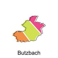 Map of Butzbach colorful geometric outline design, World map country vector illustration template