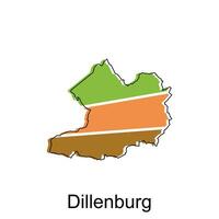 Map of Dillenburg colorful geometric outline design, World map country vector illustration template