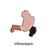 map of Vohrenbach geometric vector design template, national borders and important cities illustration