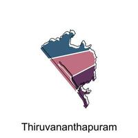 mapa de thiruvananthapuram vistoso geométrico moderno describir, alto detallado vector ilustración vector diseño plantilla, adecuado para tu empresa