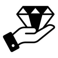 Hand holding diamond denoting value concept vector in trendy style