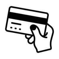 Hand holding credit card denoting concept of card payment icon, ready to use vector