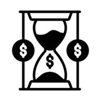 Dollars with hourglass showing concept vector of time is money, premium icon