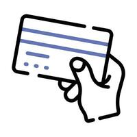 Hand holding credit card denoting concept of card payment icon, ready to use vector