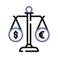 Currency with balancing scale, Trendy icon of money balance vector