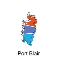 Map of Port Blair World Map International vector template with outline graphic sketch style isolated on white background