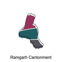 Ramgarh Cantonment City of India Country map vector illustration design template, vector with outline graphic sketch style on white background