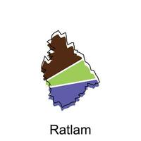 Ratlam ciudad de India país mapa vector ilustración diseño plantilla, vector con contorno gráfico bosquejo estilo en blanco antecedentes