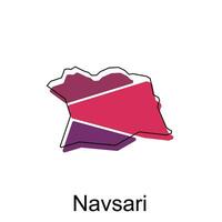 map of Navsari vector design template, national borders and important cities illustration