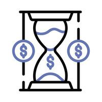 Dollars with hourglass showing concept vector of time is money, premium icon