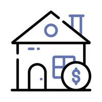 Home with dollar coin showing house loan concept vector in modern style