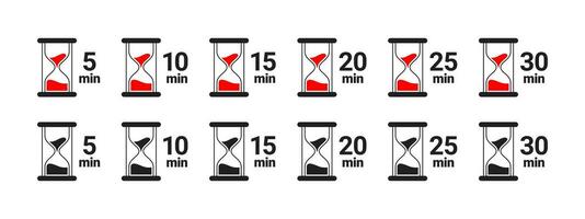 Hourglass timer cooking time. Cooking time icons. Vector scalable graphics