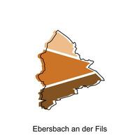 Map of Ebersbach An Der Fils colorful geometric outline design, World map country vector illustration template