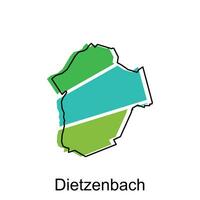 Map of Dietzenbach colorful geometric outline design, World map country vector illustration template