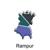 Rampur City of India Country map vector illustration design template, vector with outline graphic sketch style on white background