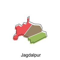 mapa de jagdalpur ciudad moderno sencillo geométrico, ilustración vector diseño modelo