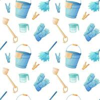 Cleaning tools seamless pattern on a white background. vector