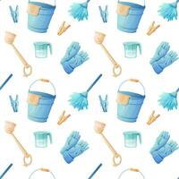 Cleaning tools seamless pattern on a white background. vector