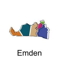 Emden City of German map vector illustration, vector template with outline graphic sketch style isolated on white background