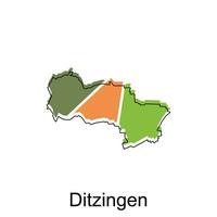 Map of Ditzingen colorful geometric outline design, World map country vector illustration template