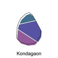 mapa de Kondagaon vector modelo con describir, gráfico bosquejo estilo aislado en blanco antecedentes