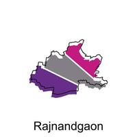 Rajnandgaon City of India Country map vector illustration design template, vector with outline graphic sketch style on white background