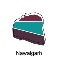 map of Nawalgarh vector design template, national borders and important cities illustration