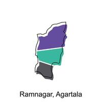 map of Ramnagar, Agartala City modern outline, High detailed illustration vector Design Template