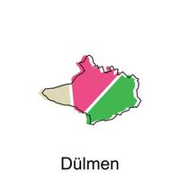 Map of Dulmen colorful geometric outline design, World map country vector illustration template