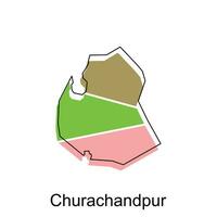 map of Churachandpur vector design template, national borders and important cities illustration