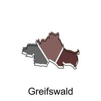 Map city of Greifswald illustration design template, geometric colorful modern design vector