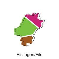 Eislingen Fils City of German map vector illustration, vector template with outline graphic sketch style isolated on white background
