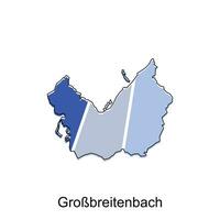 map of Grobbreitenbach geometric vector design template, national borders and important cities illustration