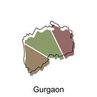 Map of Gurgaon modern outline, High detailed vector illustration Design Template, suitable for your company