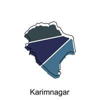 Map of Karimnagar vector template with outline, graphic sketch style isolated on white background