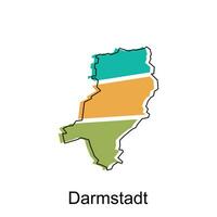 Map of Darmstadt colorful geometric outline design, World map country vector illustration template