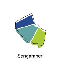 Sangamner City of India Country map vector illustration design template, vector with outline graphic sketch style on white background