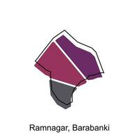 Ramnagar Barbanki City of India Country map vector illustration design template, vector with outline graphic sketch style on white background