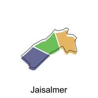 Map of Jaisalmer vector template with outline, graphic sketch style isolated on white background