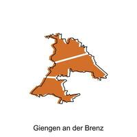 giengen un der Brenza ciudad de Alemania mapa vector ilustración, vector modelo con contorno gráfico bosquejo estilo aislado en blanco antecedentes