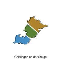 map of Geislingen An Der Steige design template, geometric with outline illustration design vector