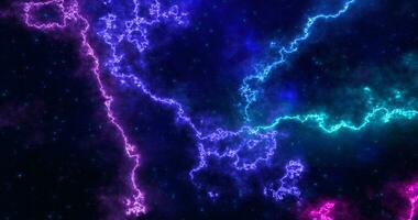 Abstract futuristic background with blue and purple multi-colored energy magic lines and waves of cosmic patterns photo