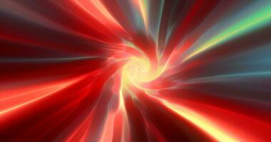 Red hypertunnel spinning speed space tunnel made of twisted swirling energy magic glowing light lines abstract background photo